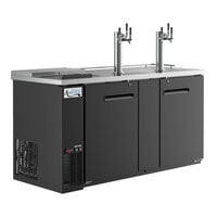 Avantco UDD-3-CT-6 Black Kegerator / Beer Dispenser with (2) Triple Tap Tower and Club Top - (3) 1/2 Keg Capacity