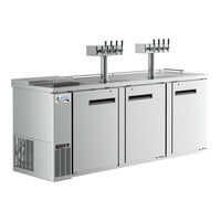 Avantco UDD-4-CT-S-8 Stainless Steel Kegerator / Beer Dispenser with (2) Quadruple Tap Tower and Club Top - (4) 1/2 Keg Capacity