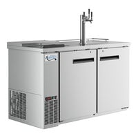 Avantco UDD-2-CT-S-3 Stainless Steel Kegerator / Beer Dispenser with Triple Tap Tower and Club Top - (2) 1/2 Keg Capacity