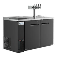 Avantco UDD-2-CT-4 Black Kegerator / Beer Dispenser with Quadruple Tap Tower and Club Top - (2) 1/2 Keg Capacity