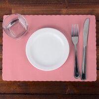 Hoffmaster 310525 10 inch x 14 inch Dusty Rose Pink Colored Paper Placemat with Scalloped Edge - 1000/Case