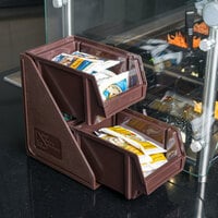 Vollrath 4840-01 Traex® Brown Self-Serve Condiment Bin Stand Set with 2-Tier Stand and 8 inch Condiment Bins