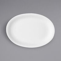 Bauscher by BauscherHepp Smart 11 3/8" x 8" Bright White Oval Porcelain Coupe Platter - 6/Case