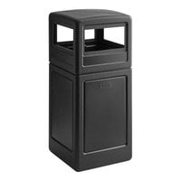 Lavex 42 Gallon Square Black Waste Container and Dome Lid Set