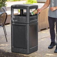 Lavex 42 Gallon Square Black Waste Container and Dome Lid Set