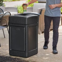 Lavex 42 Gallon Square Black Waste Container