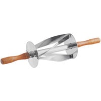Choice Single Stainless Steel Croissant / Pastry Cutter with Wood Handles