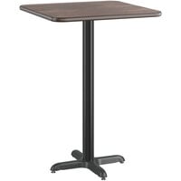 Lancaster Table & Seating 30" x 30" Reversible White Birch / Ash Laminated Bar Height Table Top and Base Kit with 22" Plate