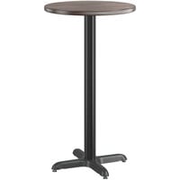 Lancaster Table & Seating 24" Round Reversible White Birch / Ash Laminated Bar Height Table Top and Base Kit with 22" Plate