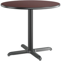 Lancaster Table & Seating 36" Round Reversible Cherry / Black Laminated Standard Height Table Top and Base Kit with 30" Plate