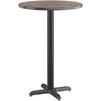 Lancaster Table & Seating 30" Round Reversible White Birch / Ash Laminated Bar Height Table Top and Base Kit with 22" Plate