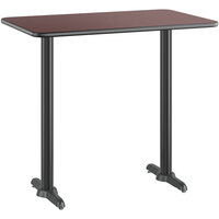 Lancaster Table & Seating 30" x 48" Reversible Cherry / Black Laminated Bar Height Table Top and Base Kit with 5" x 22" Plate