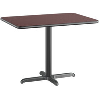 Lancaster Table & Seating 30" x 42" Reversible Cherry / Black Laminated Standard Height Table Top and Base Kit with 22" x 30" Plate