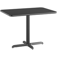 Lancaster Table & Seating 30 inch x 42 inch Reversible Cherry / Black Laminated Standard Height Table Top and Base Kit with 22 inch x 30 inch Plate