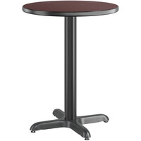 Lancaster Table & Seating 24" Round Reversible Cherry / Black Laminated Standard Height Table Top and Base Kit with 22" Plate