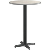 Lancaster Table & Seating 30" Round Reversible White / Slate Gray Laminated Bar Height Table Top and Base Kit with 22" Plate