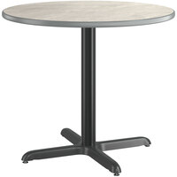 Lancaster Table & Seating 36 inch Round Reversible White / Slate Gray Laminated Standard Height Table Top and Base Kit with 30 inch Plate