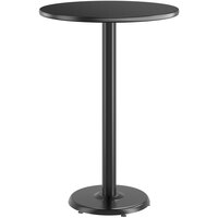 Lancaster Table & Seating 30 inch Round Reversible Cherry / Black Laminated Bar Height Table Top and Base Kit with 18 inch Plate