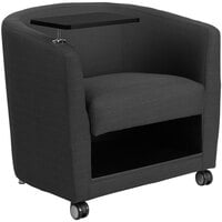 Flash Furniture Charcoal Gray Fabric Guest Chair with Tablet Arm, Front Casters, and Under Seat Storage