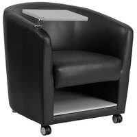 Flash Furniture Black LeatherSoft Guest Chair with Tablet Arm, Front Casters, and Under Seat Storage