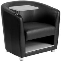 Flash Furniture Black LeatherSoft Guest Chair with Tablet Arm, Chrome Legs, and Under Seat Storage