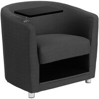 Flash Furniture Charcoal Gray Fabric Guest Chair with Tablet Arm, Chrome Legs, and Under Seat Storage