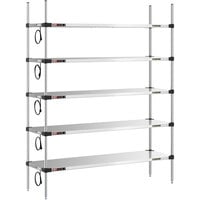 Metro Super Erecta 18 inch x 60 inch Stainless Steel 5-Shelf Heated Stainless Steel Takeout Station with 74 inch Chrome Posts