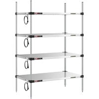 Metro Super Erecta 24 inch x 42 inch Stainless Steel 4-Shelf Heated Stainless Steel Takeout Station with 63 inch Chrome Posts