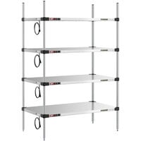 Metro Super Erecta 24" x 42" Stainless Steel 4-Shelf Heated Stainless Steel Takeout Station with 63" Chrome Posts