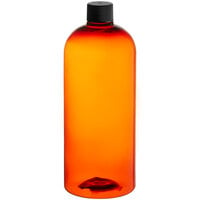 Boston Round 32 oz. Amber Plastic Bottle (PET) with Black Foam Liner Cap