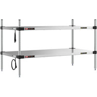 Metro Super Erecta 24" x 48" Stainless Steel Countertop 2-Shelf Heated Stainless Steel Takeout Station with 27" Chrome Posts