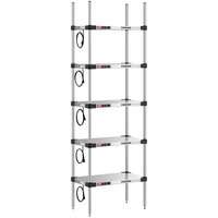 Metro Super Erecta 14" x 24" Stainless Steel 5-Shelf Heated Stainless Steel Takeout Station with 74" Chrome Posts