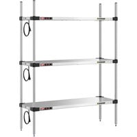 Metro Super Erecta 14" x 42" Stainless Steel 3-Shelf Heated Stainless Steel Takeout Station with 54" Chrome Posts