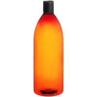 Bullet Cosmo 32 oz. Amber Plastic Bottle (PET) with Black Unlined Disc Top Lid
