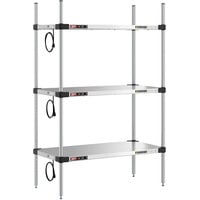 Metro Super Erecta 18" x 36" Stainless Steel 3-Shelf Heated Stainless Steel Takeout Station with 54" Chrome Posts