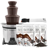 Sephra Elite 19" Chocolate Fountain Package with Dark Belgian Chocolate and Color-Coded Metal Skewers - 120V, 180W