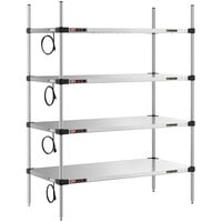Metro Super Erecta 24 inch x 48 inch Stainless Steel 4-Shelf Heated Stainless Steel Takeout Station with 63 inch Chrome Posts