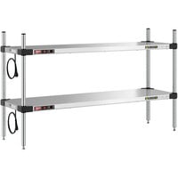 Metro Super Erecta 14" x 48" Stainless Steel Countertop 2-Shelf Heated Stainless Steel Takeout Station with 27" Chrome Posts