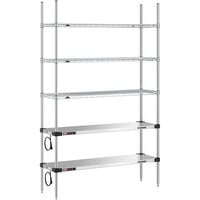 Metro Super Erecta 14 inch x 48 inch Stainless Steel Takeout Station with 2 Heated Shelves, 3 Chrome Shelves, and 74 inch Chrome Posts