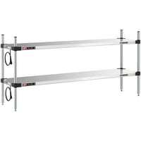 Metro Super Erecta 14" x 60" Stainless Steel Countertop 2-Shelf Heated Stainless Steel Takeout Station with 27" Chrome Posts