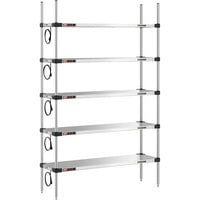 Metro Super Erecta 14 inch x 48 inch Stainless Steel 5-Shelf Heated Stainless Steel Takeout Station with 74 inch Chrome Posts