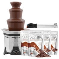 Sephra Elite 19 inch Chocolate Fountain Package with Milk Belgian Chocolate and Color-Coded Metal Skewers - 120V, 180W