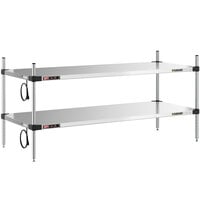 Metro Super Erecta 24 inch x 60 inch Stainless Steel Countertop 2-Shelf Heated Stainless Steel Takeout Station with 27 inch Chrome Posts
