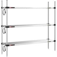 Metro Super Erecta 14 inch x 60 inch Stainless Steel 3-Shelf Heated Stainless Steel Takeout Station with 54 inch Chrome Posts