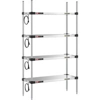 Metro Super Erecta 14 inch x 36 inch Stainless Steel 4-Shelf Heated Stainless Steel Takeout Station with 63 inch Chrome Posts