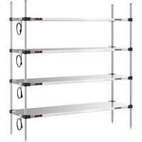 Metro Super Erecta 18" x 60" Stainless Steel 4-Shelf Heated Stainless Steel Takeout Station with 63" Chrome Posts
