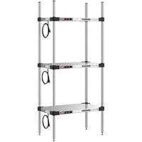 Metro Super Erecta 14" x 24" Stainless Steel 3-Shelf Heated Stainless Steel Takeout Station with 54" Chrome Posts