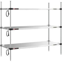 Metro Super Erecta 24 inch x 60 inch Stainless Steel 3-Shelf Heated Stainless Steel Takeout Station with 54 inch Chrome Posts