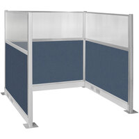 Versare Hush Panel 6' x 6' Ocean U-Shape Cubicle with Window and Electric Channel