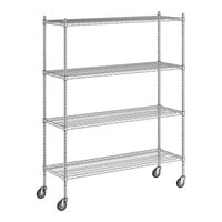 Regency 18" x 54" x 70" NSF Chrome Mobile Wire Shelving Starter Kit with 4 Shelves